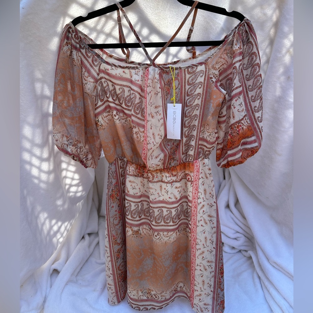 NWT BCBGeneration paisley patchwork‎ off the shou… - image 6